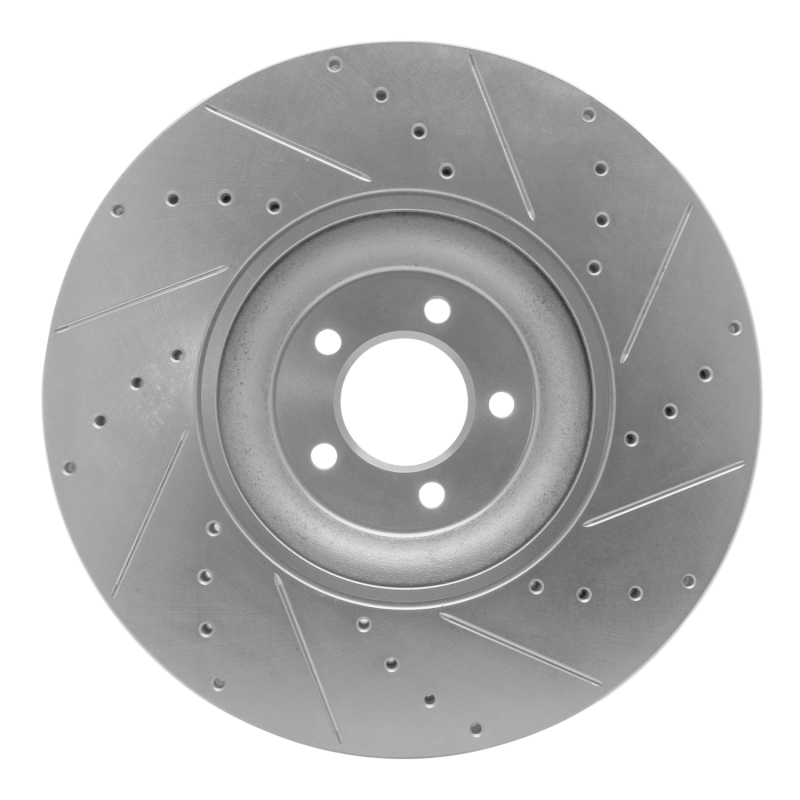 Jaguar XF Brake Rotor (1) - Front Left - R1 Concepts - Drilled & Slotted - Silver - `10-`14